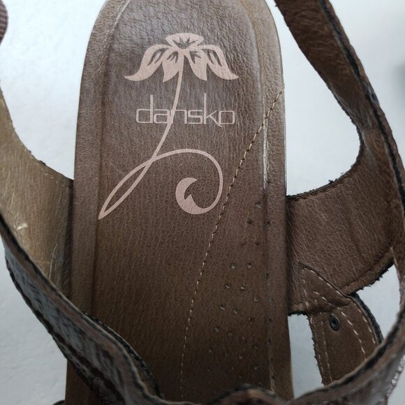 Dansko Nina Slingback Platform Sandal Womens 9.5-10 40 Brown Leather Heeled Shoe - Picture 11 of 11